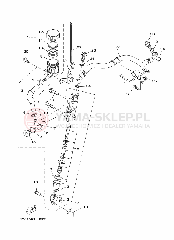 Schemat "Pompa hamulcowa tył" do Yamaha YZF-R25