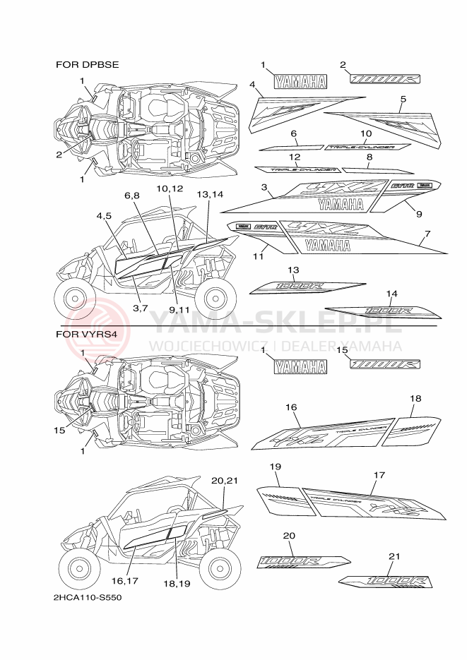 Schemat "Naklejki" do Yamaha YXZ1000R