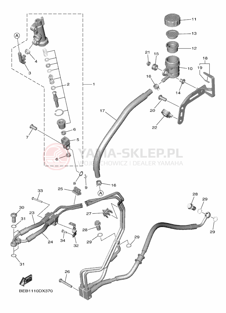 Schemat "Pompa hamulcowa tył" do Yamaha R7