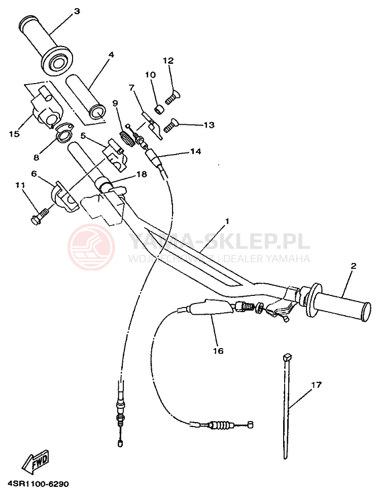 Schemat "Kierownica i osprzęt" do Yamaha YZ250