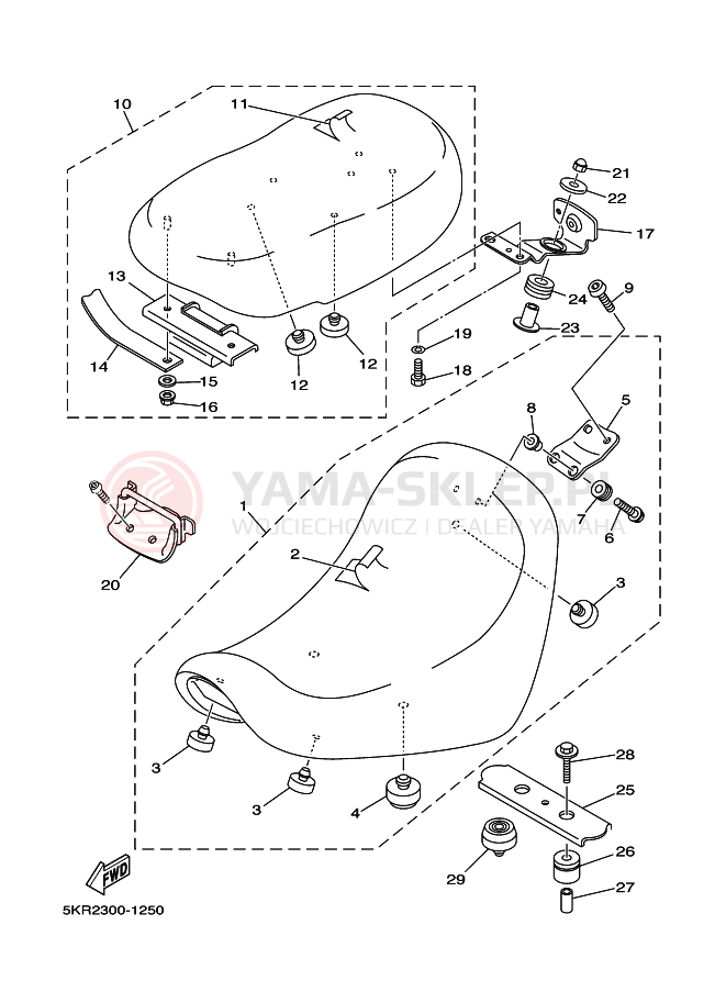 Schemat "siedzenie" do Yamaha XVS125 DRAGSTAR