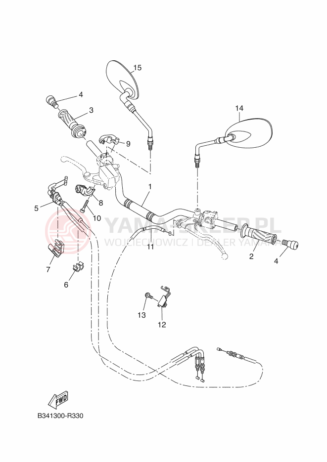 Schemat "Kierownica i osprzęt" do Yamaha XSR700