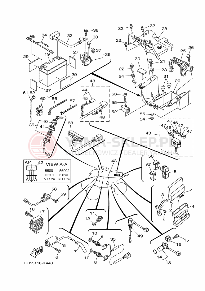 Schemat "układ elektryczny" do Yamaha YFM700R