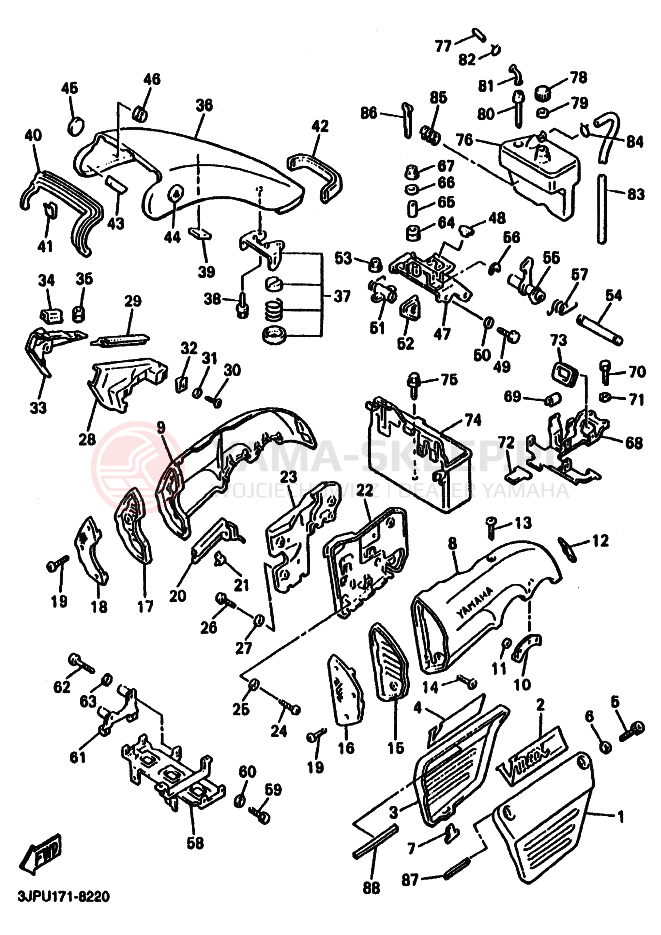 Schemat "Pokrywa boczna" do Yamaha VMX12 VMAX