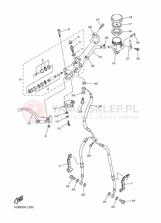 Schemat "Pompa hamulcowa przednia" do Yamaha YZF-R1