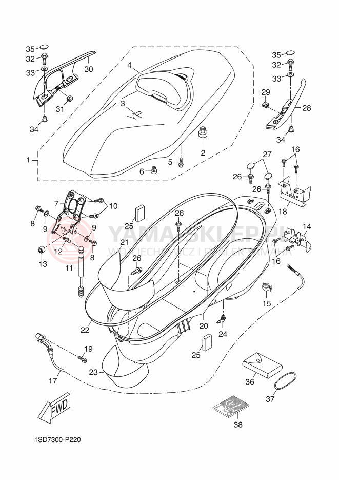 Schemat "siedzenie" do Yamaha X-MAX 400 ABS