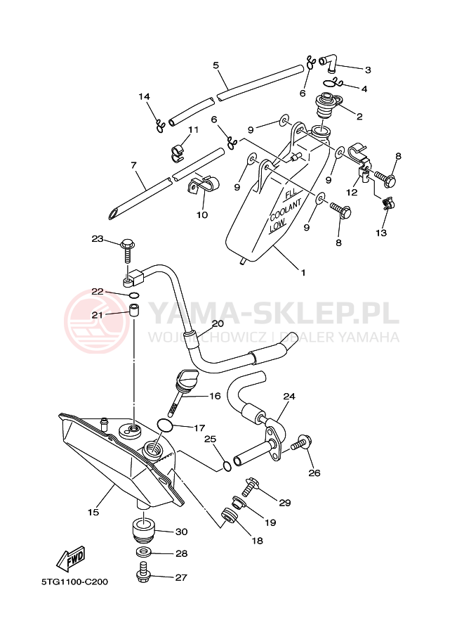 Schemat "ZBIORNIK OLEJU" do Yamaha YFZ450T