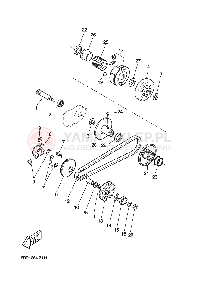 Schemat "sprzęgło" do Yamaha AEROX
