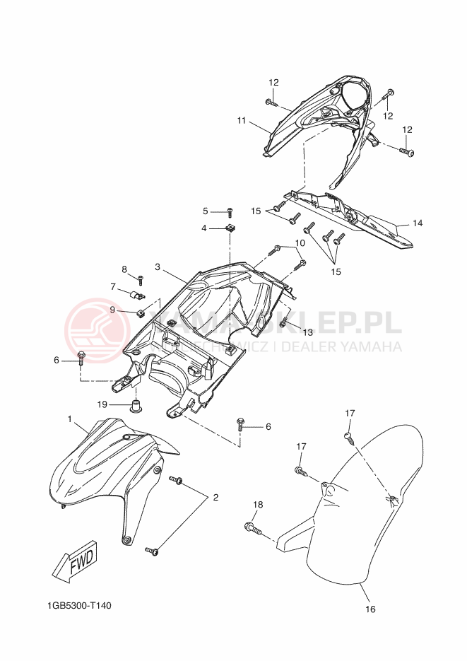 Schemat "błotnik" do Yamaha AEROX 4
