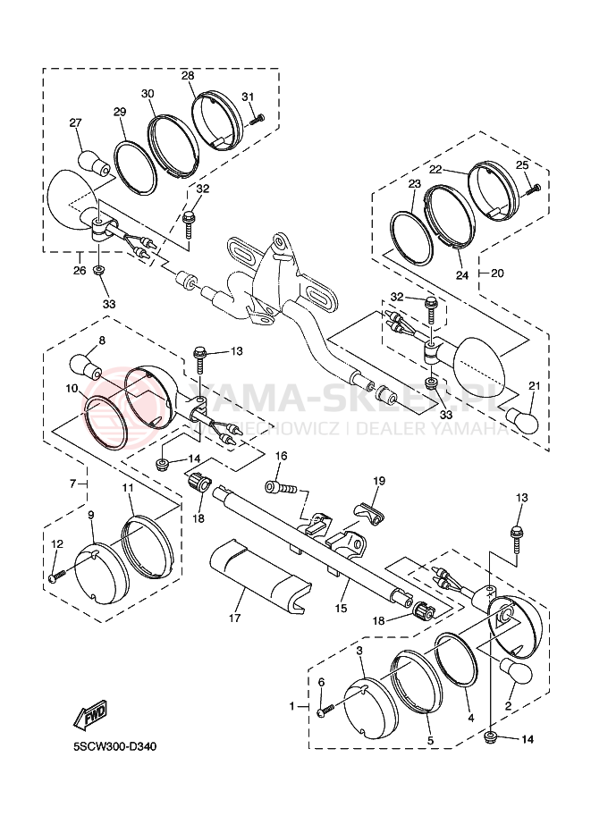 Schemat "kierunkowskazy" do Yamaha XVS650A DRAGSTAR CLASSIC