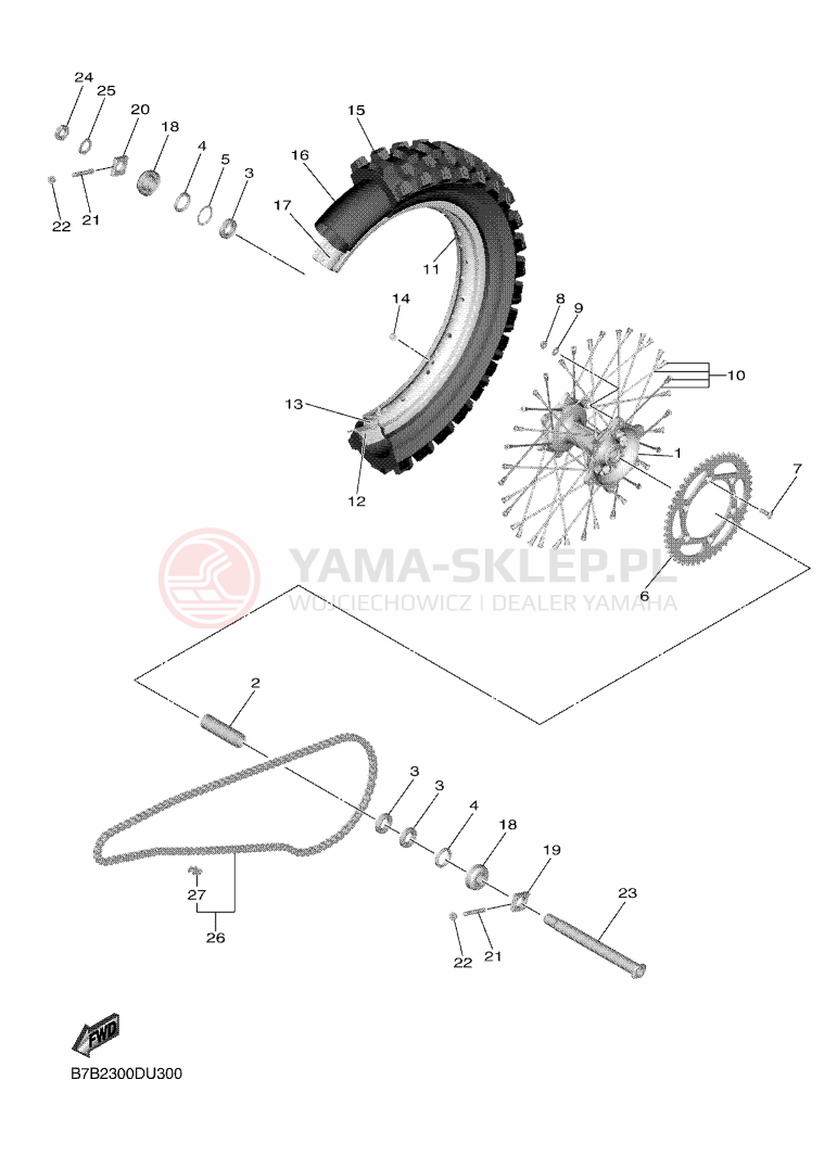 Schemat "Koło tył" do Yamaha YZ250F