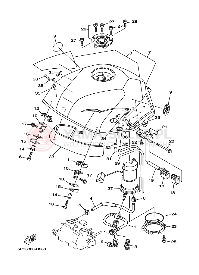 Schemat "zbiornik paliwa" do Yamaha TDM900