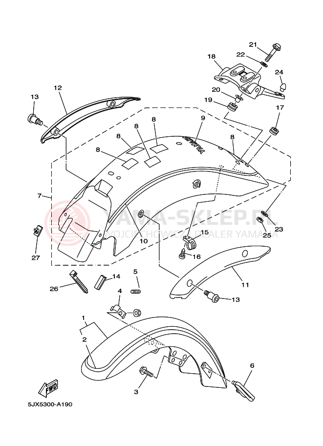 Schemat "błotnik" do Yamaha XVS250