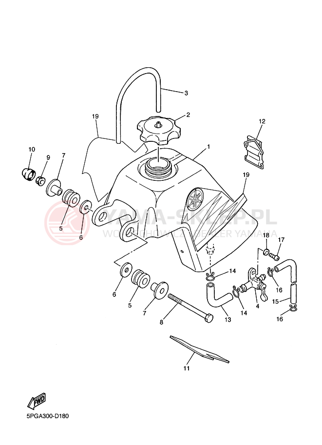 Schemat "zbiornik paliwa" do Yamaha PW50