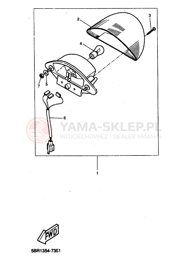 Schemat "Oświetlenie tył" do Yamaha YQ50L