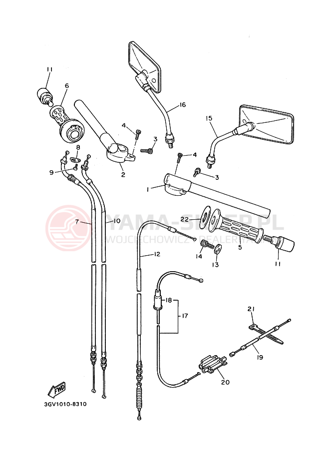 Schemat "Kierownica i osprzęt" do Yamaha SRX400