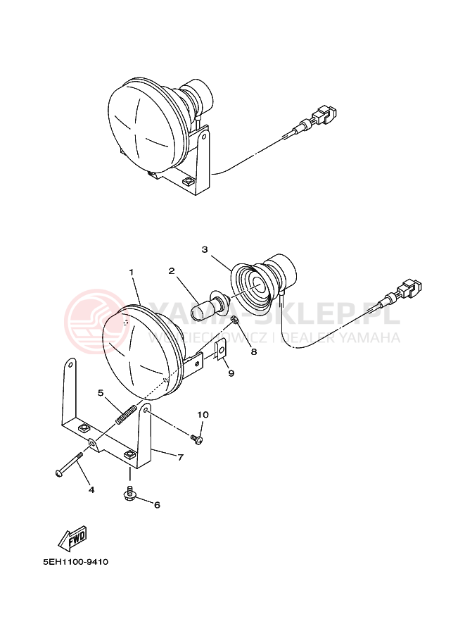 Schemat "Lampa przód" do Yamaha YFM400FWBL