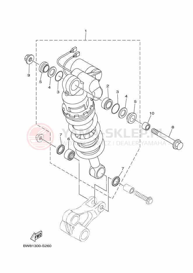 Schemat "zawieszenie tył" do Yamaha MT-10 SP