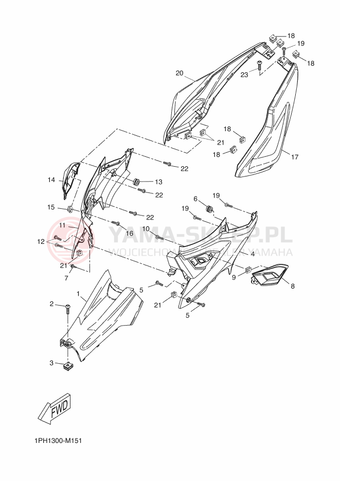 Schemat "Pokrywa boczna" do Yamaha AEROX