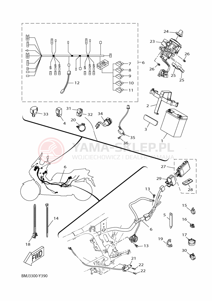 Schemat "układ elektryczny" do Yamaha XMAX 125 TECH MAX