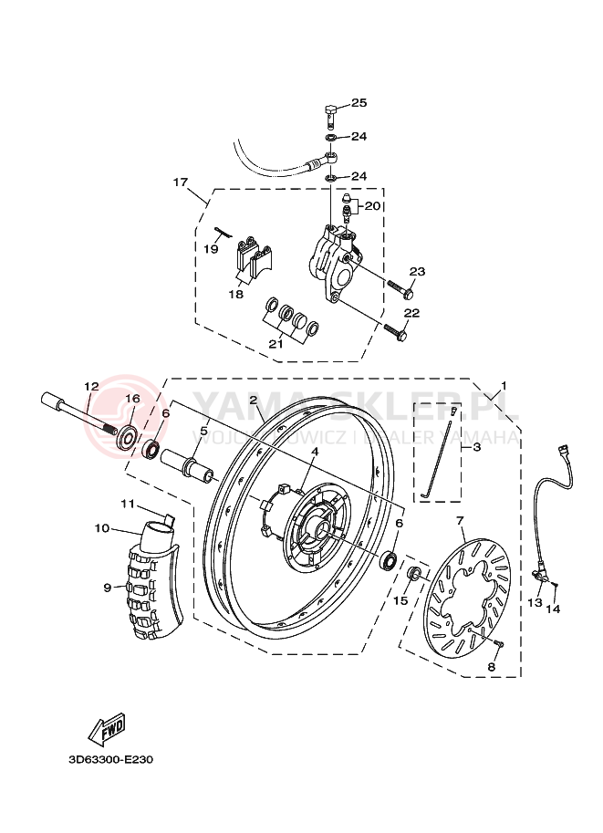Schemat "Koło przód" do Yamaha XT125R