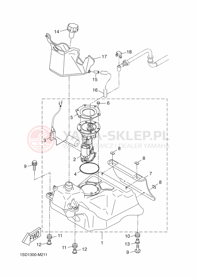 Schemat "zbiornik paliwa" do Yamaha X-MAX 400 ABS