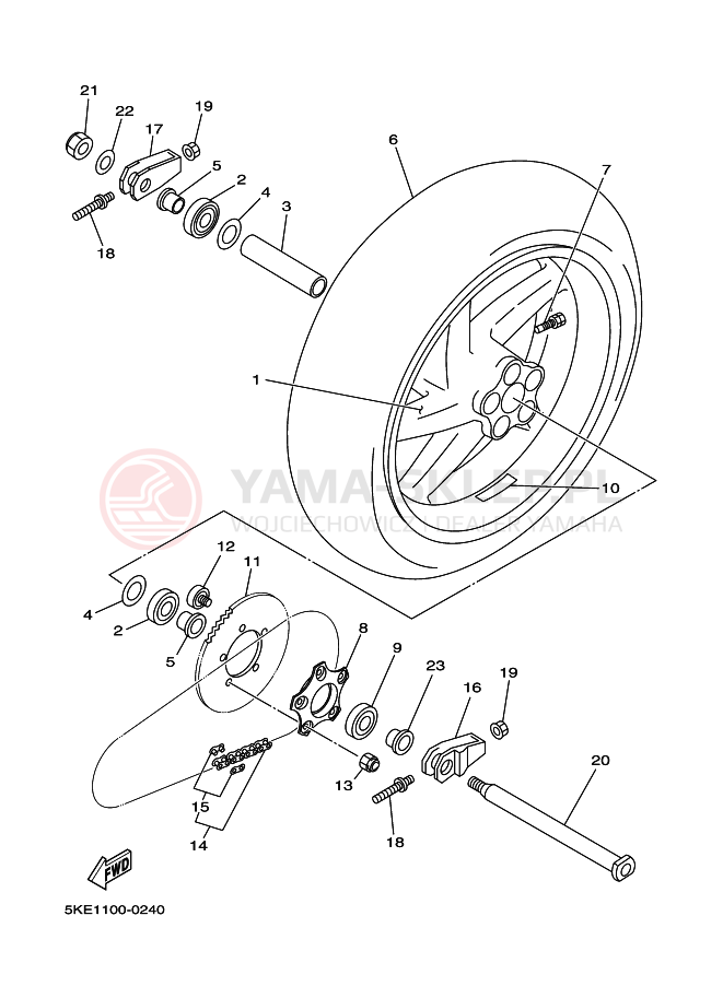 Schemat "Koło tył" do Yamaha TZ250