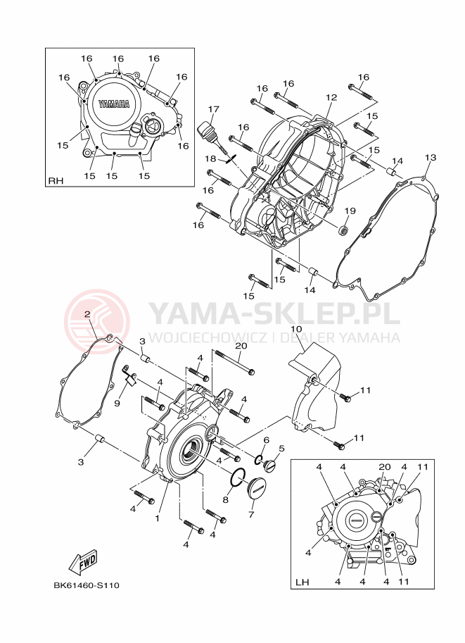 Schemat "Pokrywa silnika" do Yamaha YZF-R125