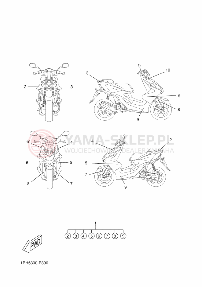 Schemat "naklejki" do Yamaha AEROX R
