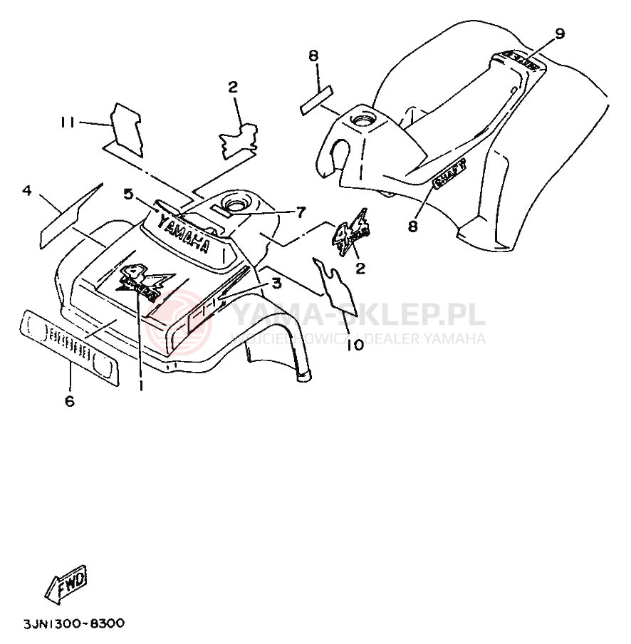 Schemat "naklejki" do Yamaha YF60