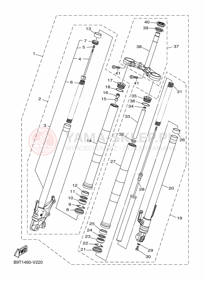 Schemat "Amortyzatory przód" do Yamaha MT-03