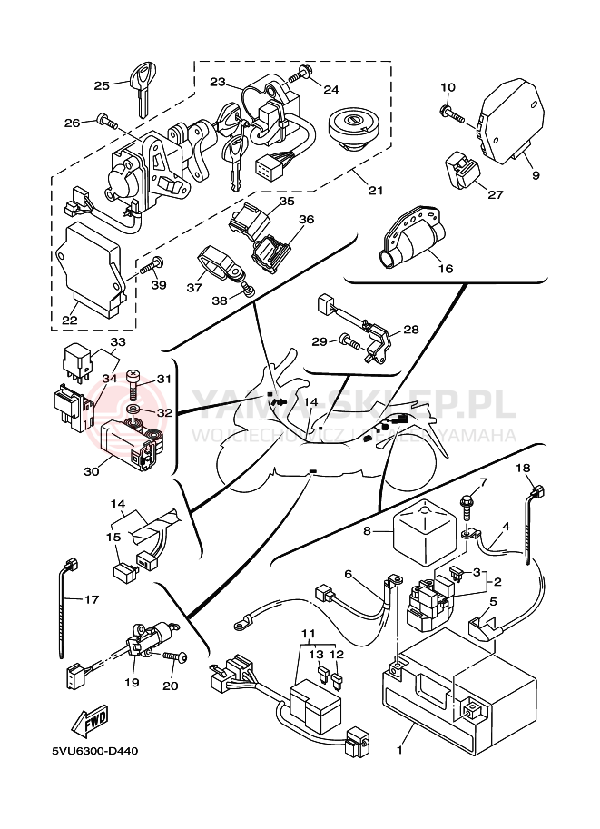 Schemat "układ elektryczny" do Yamaha TMAX