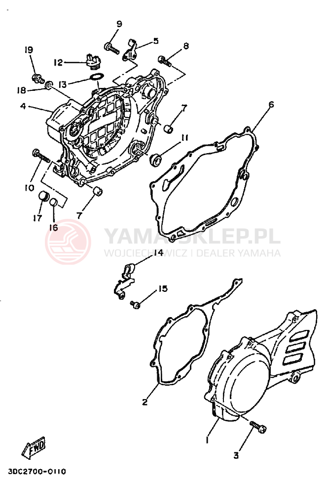 Schemat "Pokrywa silnika" do Yamaha TT250