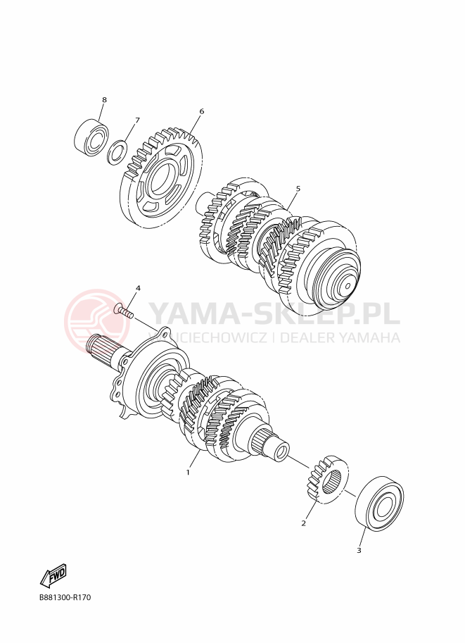 Schemat "Skrzynia biegów " do Yamaha FJR1300A