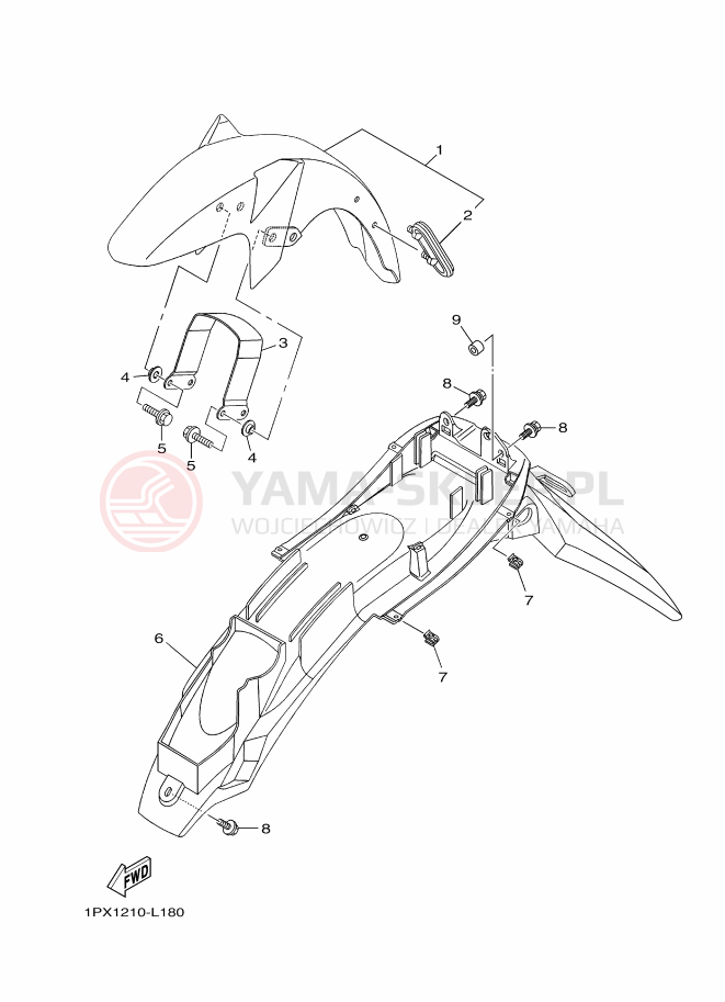 Schemat "błotnik" do Yamaha YBR125ED
