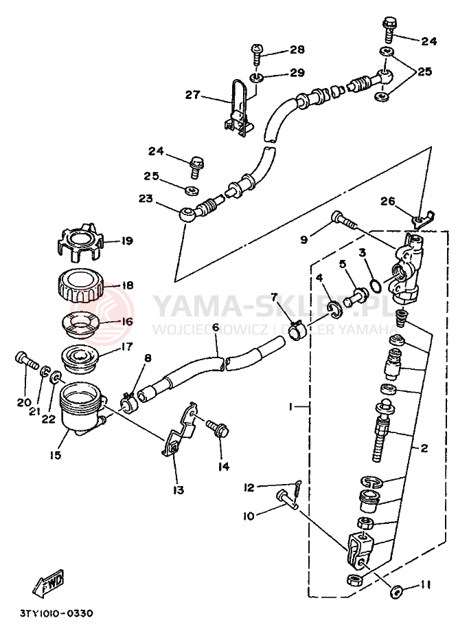 Schemat "Pompa hamulcowa tył" do Yamaha TZR125