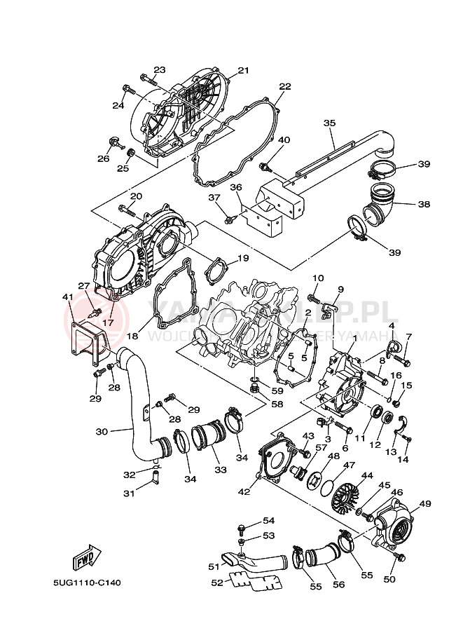 Schemat "Pokrywa silnika" do Yamaha RHINO 660