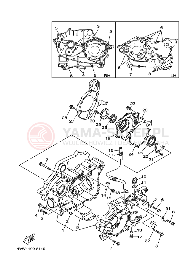 Schemat "Obudowa silnika" do Yamaha YFM600FWA
