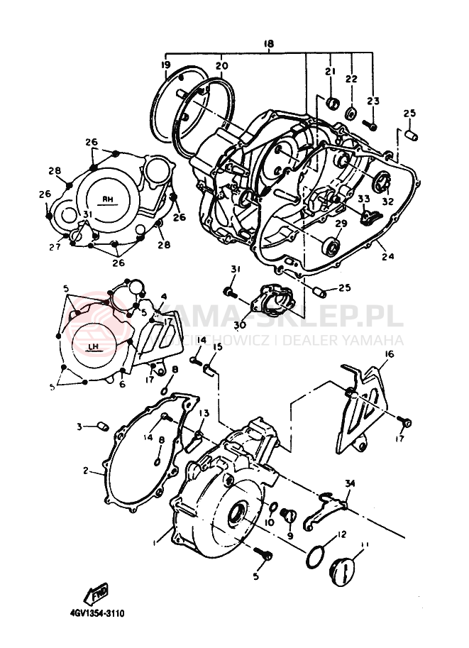 Schemat "Pokrywa silnika" do Yamaha TT600S