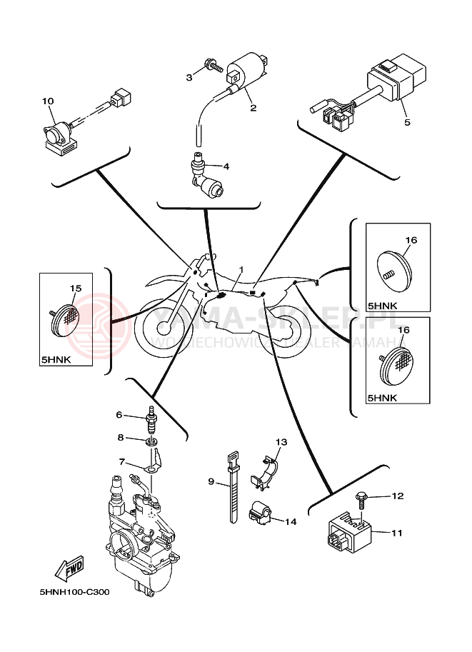 Schemat "układ elektryczny" do Yamaha TT-R90