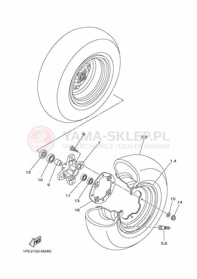 Schemat "Koło przód" do Yamaha YFM700R