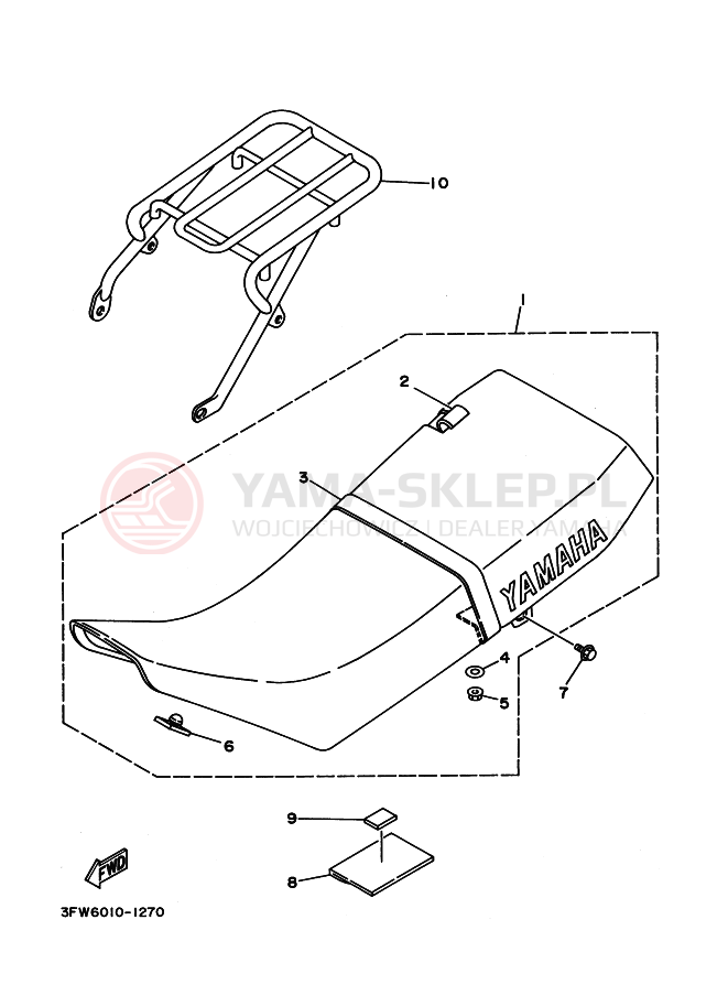 Schemat "siedzenie" do Yamaha DT125R