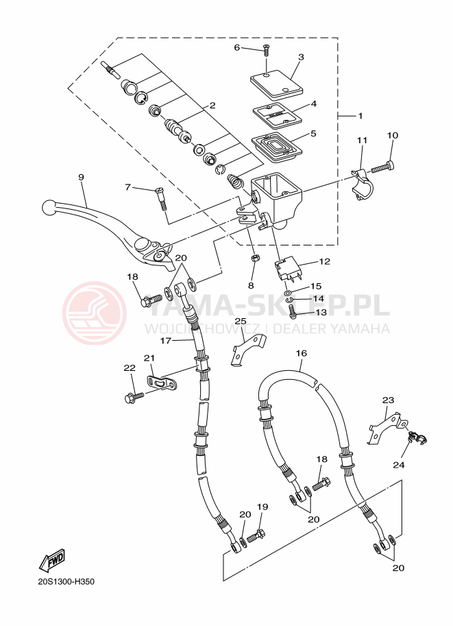 Schemat "Pompa hamulcowa przednia" do Yamaha XJ6F