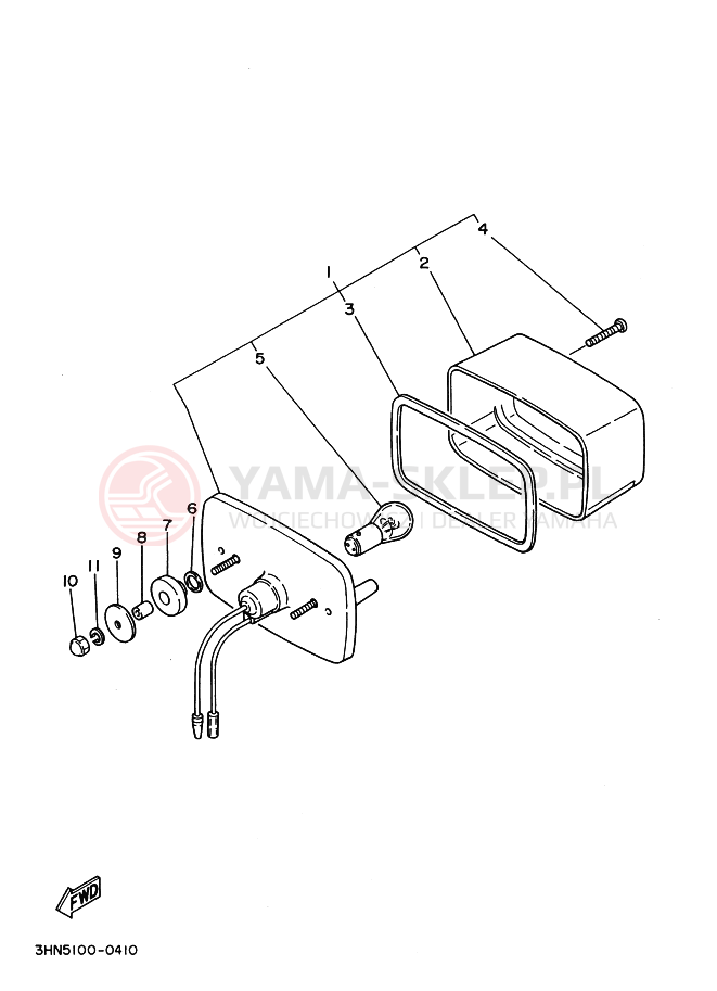 Schemat "lampa tył" do Yamaha YFM350FW