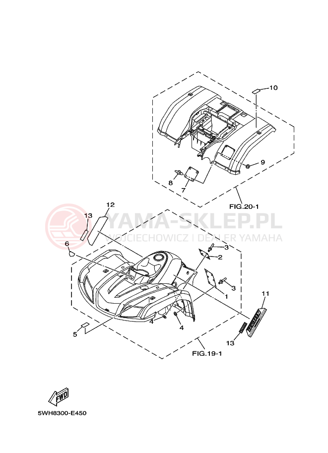 Schemat "naklejki" do Yamaha BRUIN 2WD