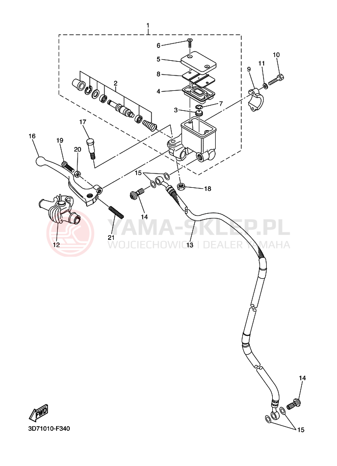 Schemat "Pompa hamulcowa przednia" do Yamaha WR250R