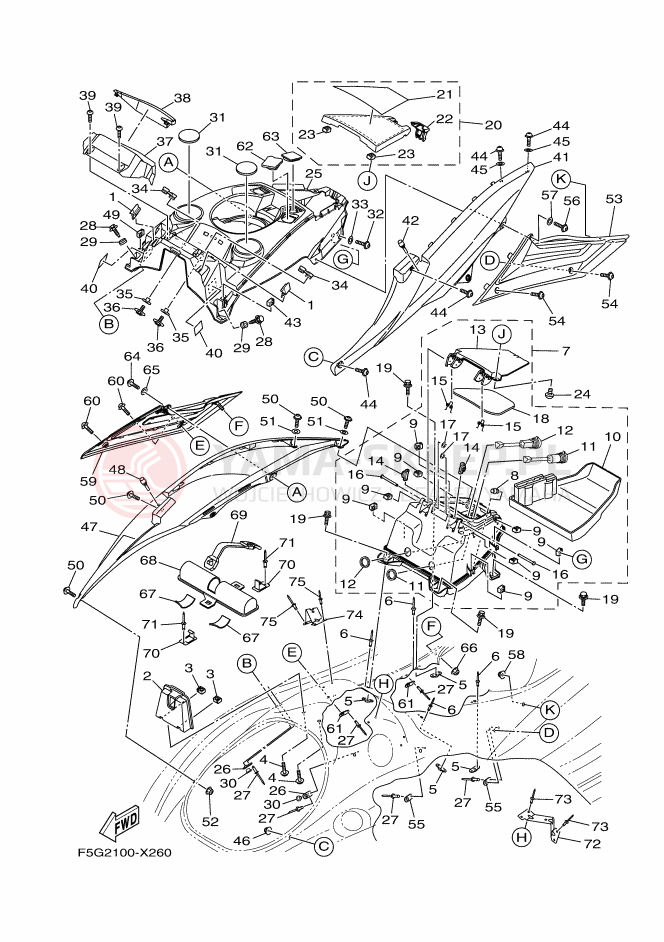 Schemat "ENGINE HATCH" do Yamaha FX1800C