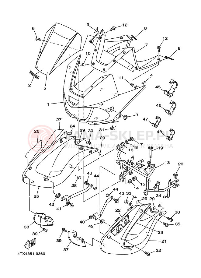Schemat "Obudowa silnika" do Yamaha TDM850