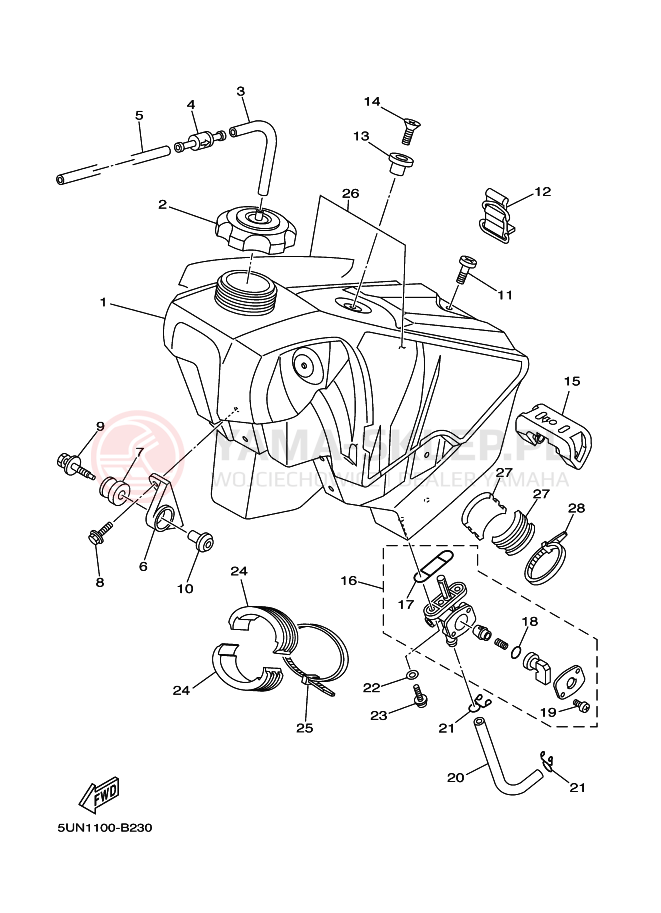 Schemat "zbiornik paliwa" do Yamaha YZ125