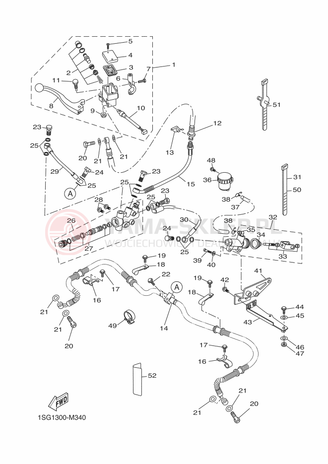 Schemat "Pompa hamulcowa przednia" do Yamaha YFM350FWA